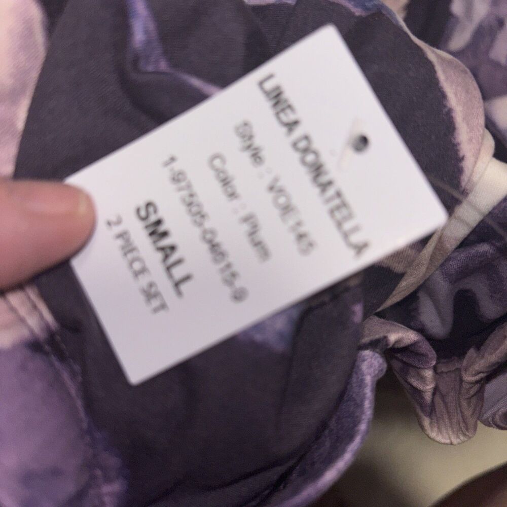 Linea Donatella Women's Violette 2-Piece, Cropped Knit Pajamas Set, Plum, Small - Picture 6 of 6